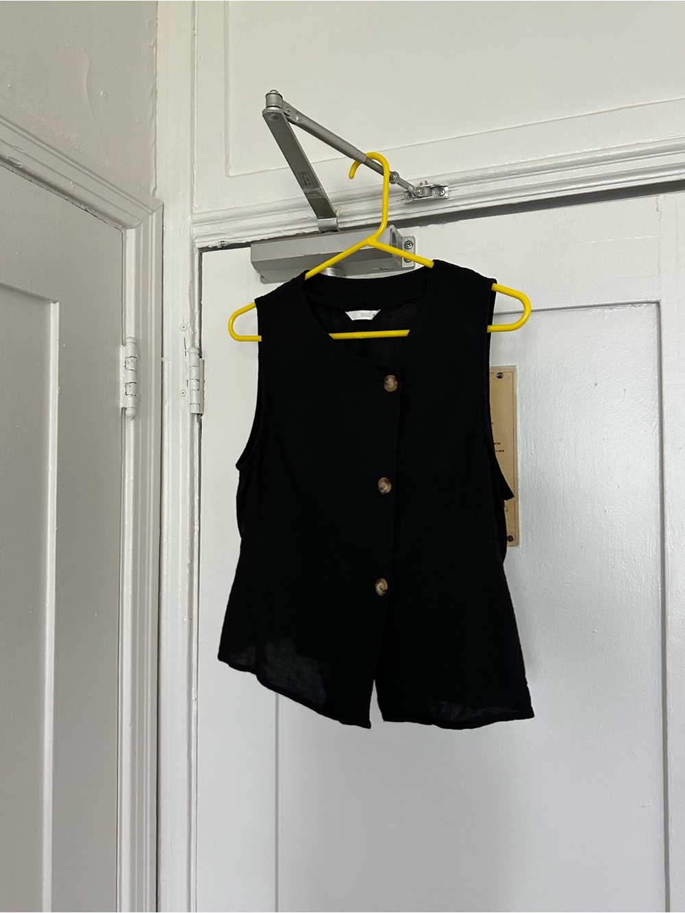 Zara Black Linen V-Neck Top